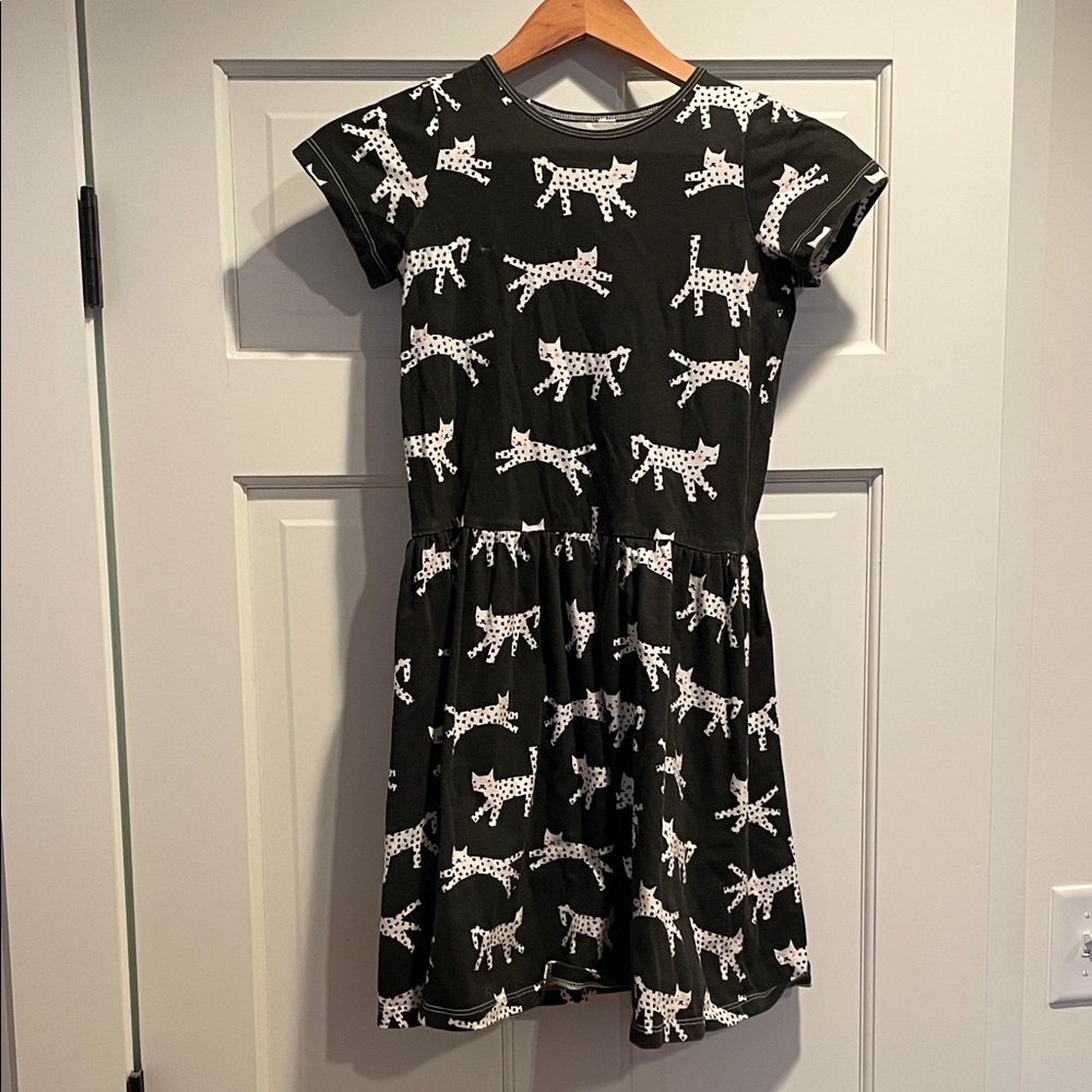 Playful Black and White Kids Dress with Animal Print